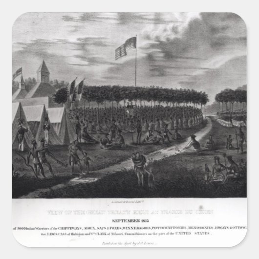 Uitzicht van het Grote Verdrag in Prairie du Vierkante Sticker (Voorkant)