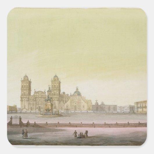 Uitzicht van het hoofdplein in Mexico City (kleur  Vierkante Sticker (Voorkant)