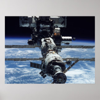 Uitzicht van het internationale ruimtestation van poster