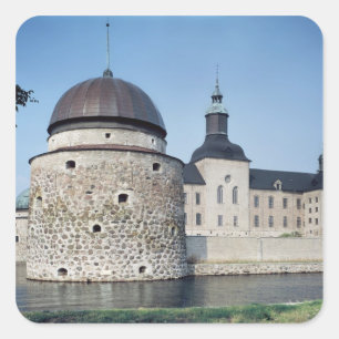 Uitzicht van het kasteel van Vadstena, ingebouwd i Vierkante Sticker