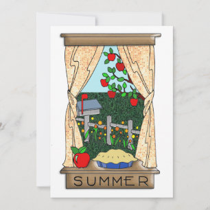 Uitzicht van het keukenvenster in de zomer kaart