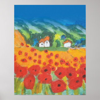Uitzicht van het kind in het landschap poster