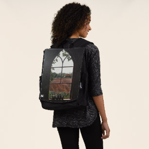 uitzicht van het landschap van de kerk rugtassen