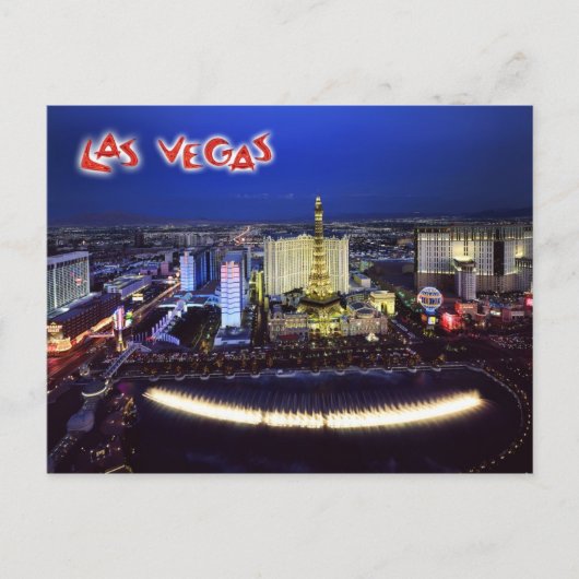 Uitzicht van het Las Vegas Strip 's nachts Briefkaart (Voorkant)
