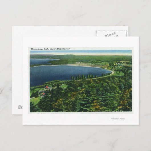 Uitzicht van het Massabesic Lake bij de stad Briefkaart (Voorkant / Achterkant)