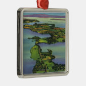 Uitzicht van het meer, NY en VT Split Metalen Ornament (Rechts)