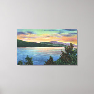 Uitzicht van het meer Sunrise van Buck Mountain Canvas Afdruk