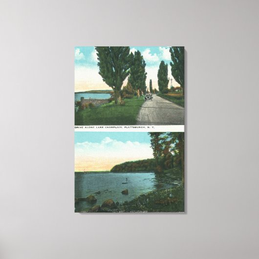 Uitzicht van het meer van ChamPlaarddrive Canvas Afdruk (Voorkant)