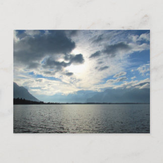 Uitzicht van het meer van Genève en de Alpen Briefkaart