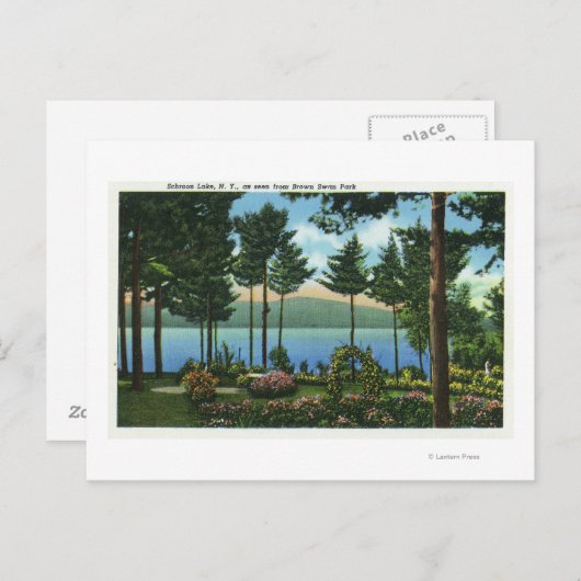 Uitzicht van het meer van het Brown Swan Park Briefkaart (Voorkant / Achterkant)