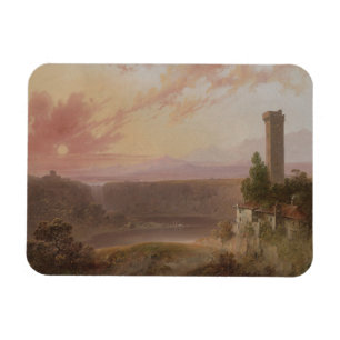 Uitzicht van het meer van Nemi op Sunset Magneet