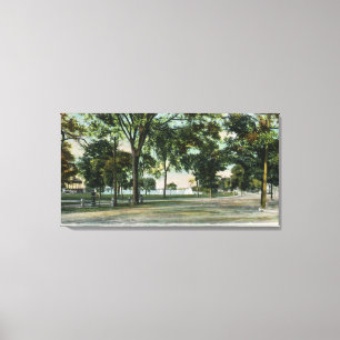 Uitzicht van het meer van Quannapowitt en Lakeside Canvas Afdruk