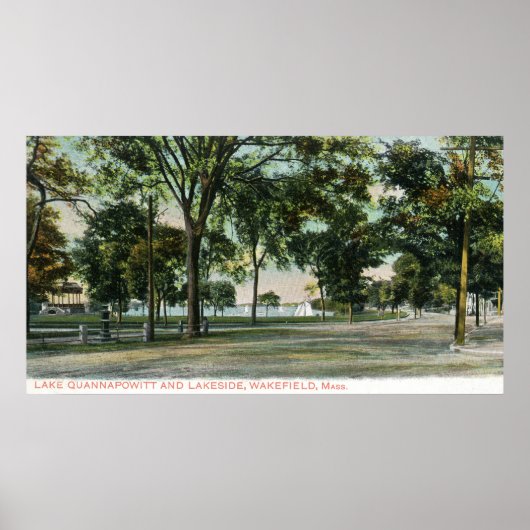 Uitzicht van het meer van Quannapowitt en Lakeside Poster (Voorkant)