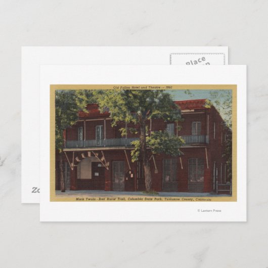 Uitzicht van het Oude Fallon Hotel & Theater (1860 Briefkaart (Voorkant / Achterkant)