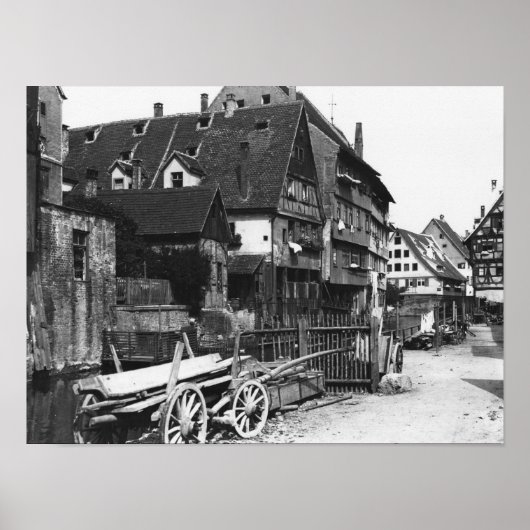 Uitzicht van het oude kwartaal, Ulm, c.1910 Poster (Voorkant)