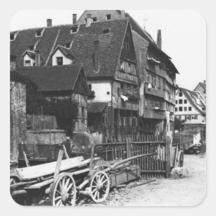 Uitzicht van het oude kwartaal, Ulm, c.1910 Vierkante Sticker