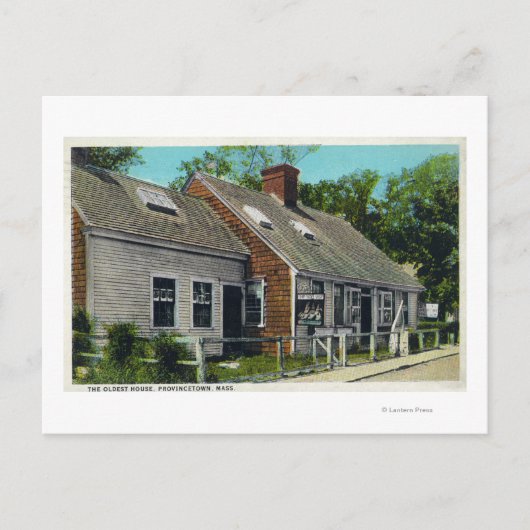 Uitzicht van het oudste huis in de stad briefkaart (Voorkant)