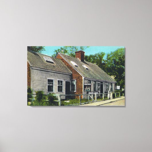 Uitzicht van het oudste huis in de stad canvas afdruk (Voorkant)