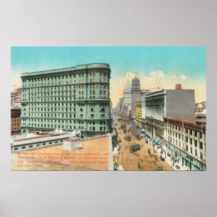 Uitzicht van het overstromingsgebouw poster