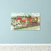 Uitzicht van het park Luna Park Caf � en Natatoriu Canvas Afdruk (Insitu (Houten vloer))