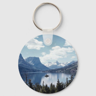 Uitzicht van het Rocky Mountain-meer, Glacier Nati Sleutelhanger