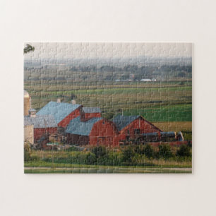 Uitzicht van het Rode Barns-landschap in het Midwe Legpuzzel