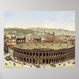 Uitzicht van het Romeinse amfitheater te Verona, g Poster