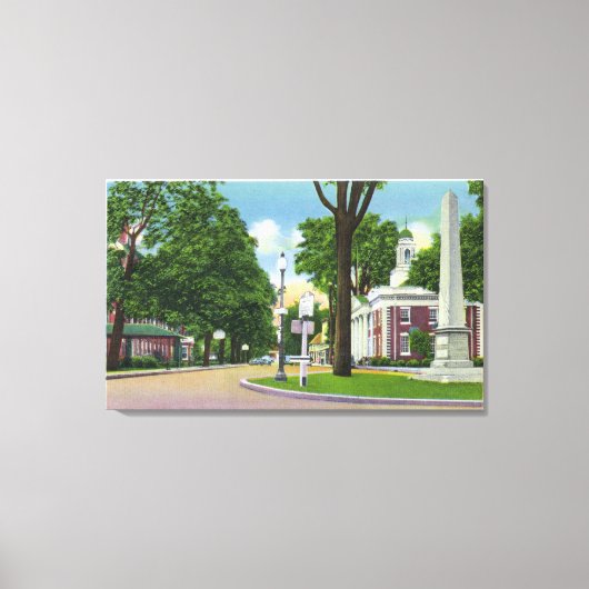 Uitzicht van het stadhuis en het monument van Pate Canvas Afdruk (Voorkant)