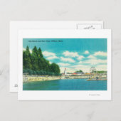 Uitzicht van het stadsstrand en de pier briefkaart (Voorkant / Achterkant)