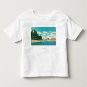 Uitzicht van het stadsstrand en de pier kinder shirts