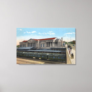 Uitzicht van het station van Burlington Railroad S Canvas Afdruk
