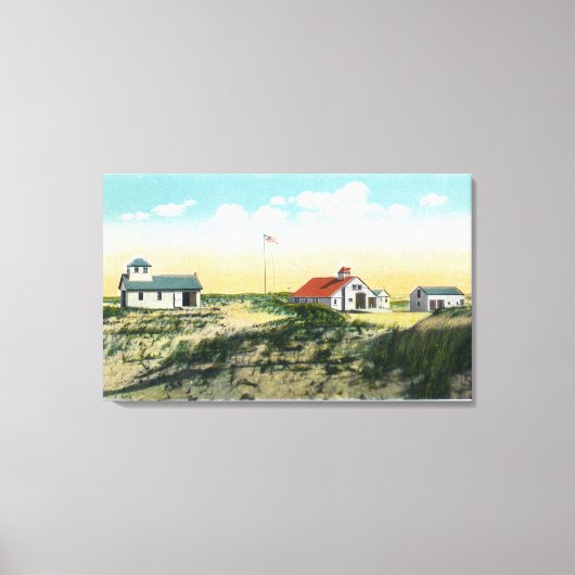 Uitzicht van het station van Race Point Coast Guar Canvas Afdruk (Voorkant)