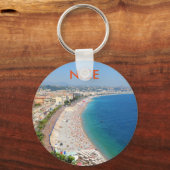Uitzicht van het strand in Nice, Frankrijk Sleutelhanger (Voorkant)