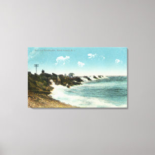 Uitzicht van het Surf en het Breakwater Canvas Afdruk