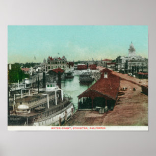Uitzicht van het WaterfrontStockton, CA Poster
