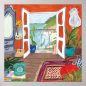 Uitzicht van het Zee Appartement Interieur Waterve Poster (Voorkant)