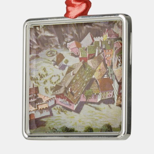 Uitzicht van het Zwitserse dorp Metalen Ornament (Links)