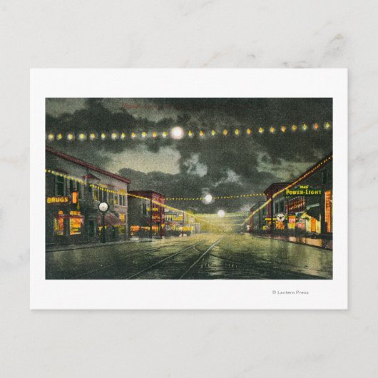 Uitzicht van Hewitt Avenue te Night Briefkaart (Voorkant)