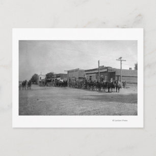 Uitzicht van Horse Wagon Teams op Street Briefkaart