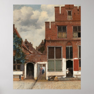 Uitzicht van Huizen in Delft (De Kleine Straat) Poster