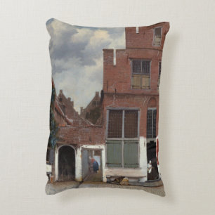 Uitzicht van huizen in Delft door Johannes Vermeer Decoratief Kussen