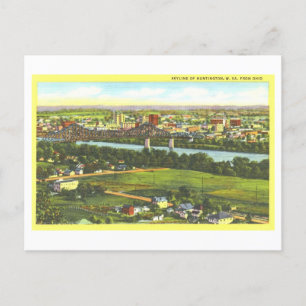 Uitzicht van Huntington, WV, Skyline Briefkaart