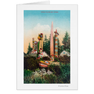 Uitzicht van Indische Graven en Totempoles