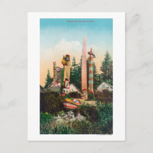 Uitzicht van Indische Graven en Totempoles Briefkaart