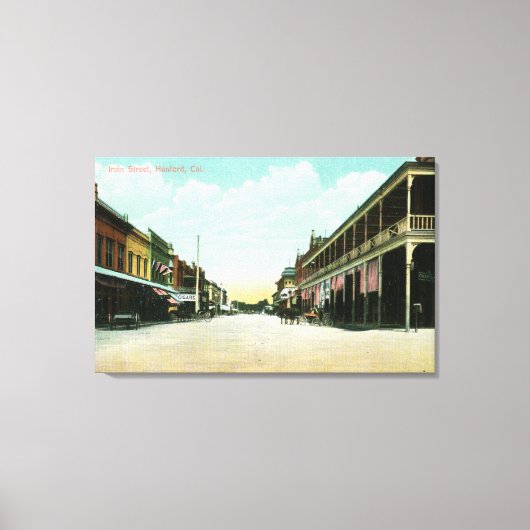 Uitzicht van Irvin Street Hanford, CA Canvas Afdruk (Voorkant)