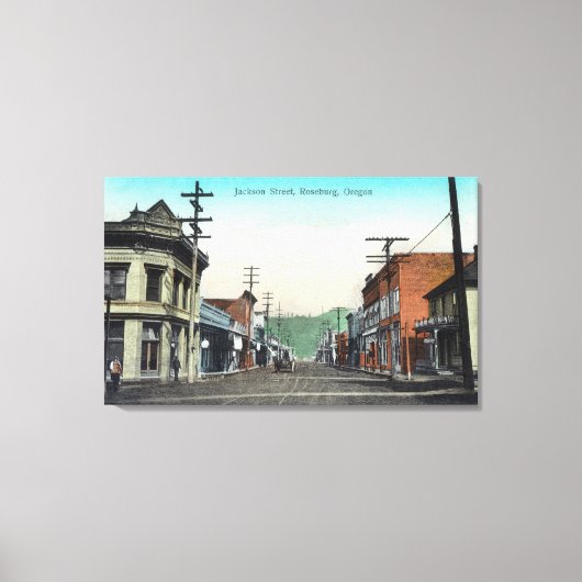Uitzicht van Jackson Street Roseburg, OR Canvas Afdruk (Voorkant)