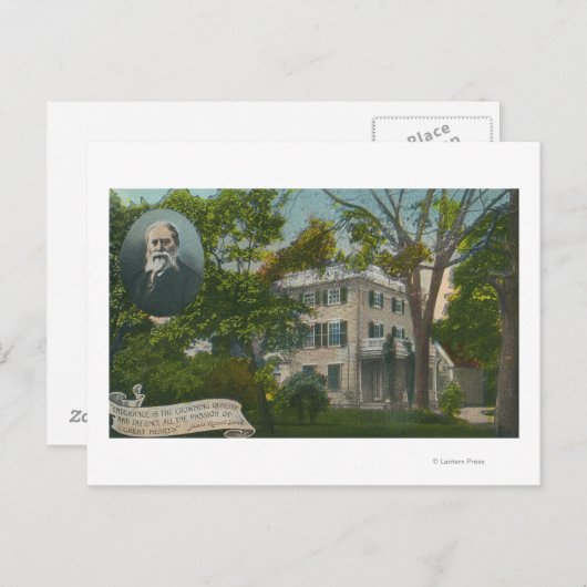 Uitzicht van James Russell Lowell Home Briefkaart (Voorkant / Achterkant)