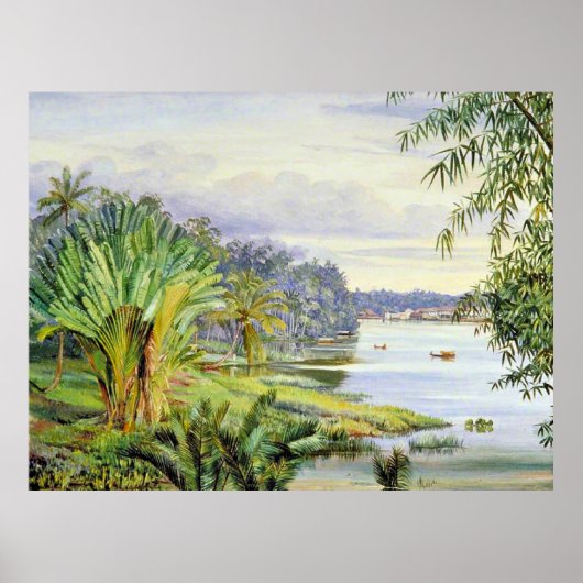 Uitzicht van Kuchine en rivier, Sarawak, Borneo Poster (Voorkant)