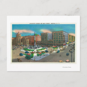 Uitzicht van Lafayette Square en Main Street Briefkaart