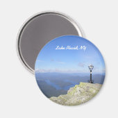 Uitzicht van Lake Placid NY Ronde Magnet Magneet (Voorkant / Achterkant)